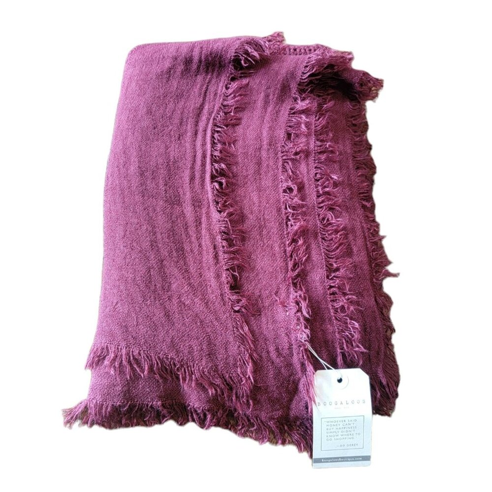SCARF Fringed SHAWL Wrap‎ Burgundy Acrylic 60x60 Bright Classic NWT